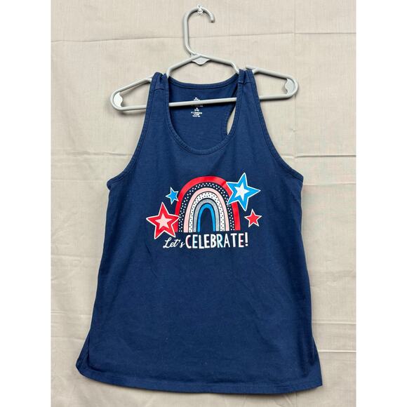 Girls Patriotic "Let's Celebrate" Sleeveless Shirt and Skirt Set, Size 7/8 - Picture 2 of 7